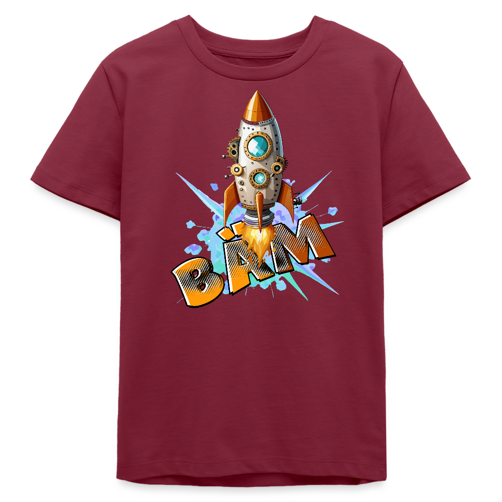 MNJS TEENS Bio T-Shirt mit BÄM PRINT - Burgunderrot
