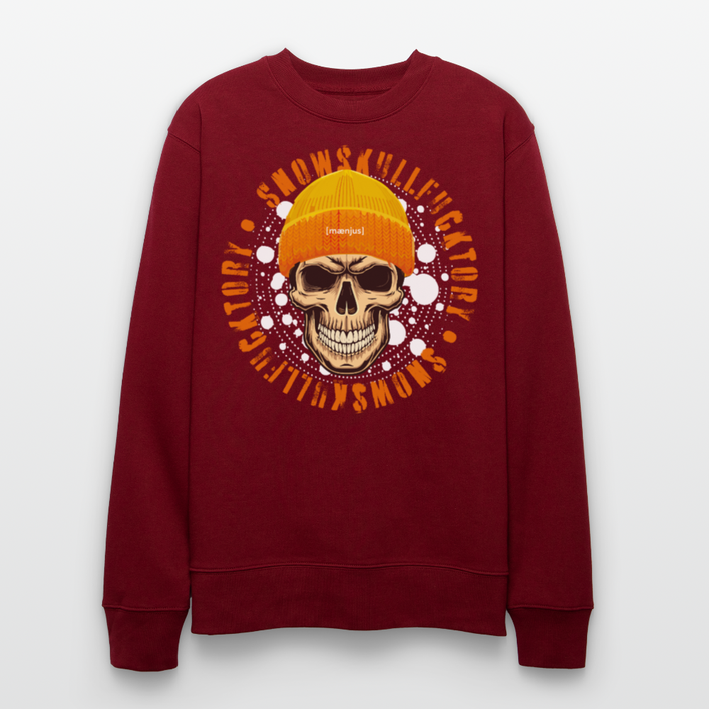 Unisex Bio-Sweatshirt mit SNOWSKULL FUCKTORY PRINT - Burgunderrot