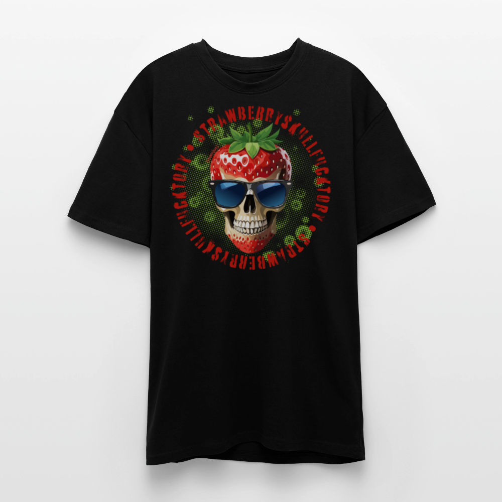 Heavy Oversize T-Shirt mit STRAWBERRY SKULL PRINT - Schwarz