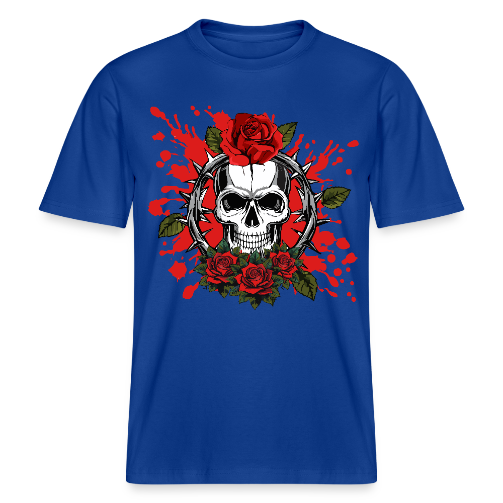 Relaxed Fit Unisex Bio-T-Shirt mit  ROSEN SKULL PRINT Vorderseite - Dunkelblau