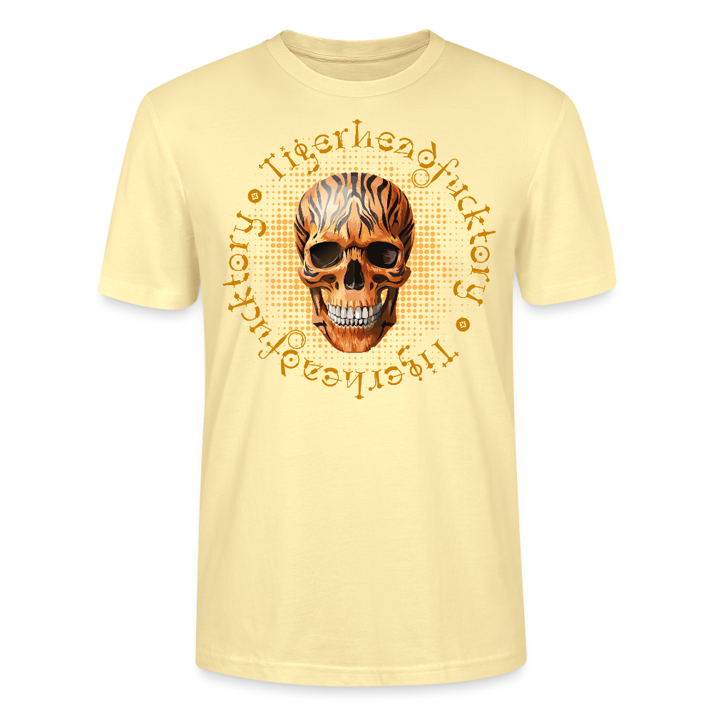 Unisex T-Shirt mit TIGERHEAD SKULL PRINT Vorderseite - Creme