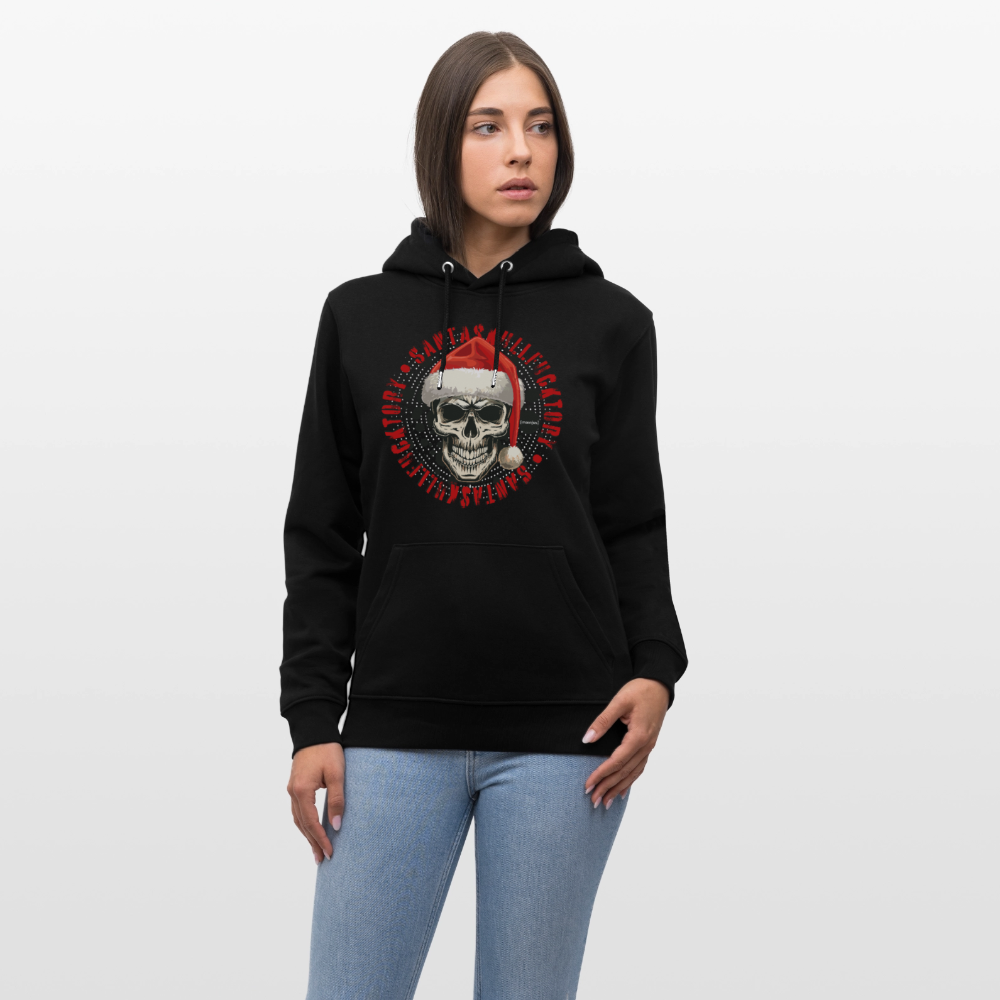 Unisex Bio-Hoodie mit SANTASKULL FUCKTORY PRINT - Schwarz