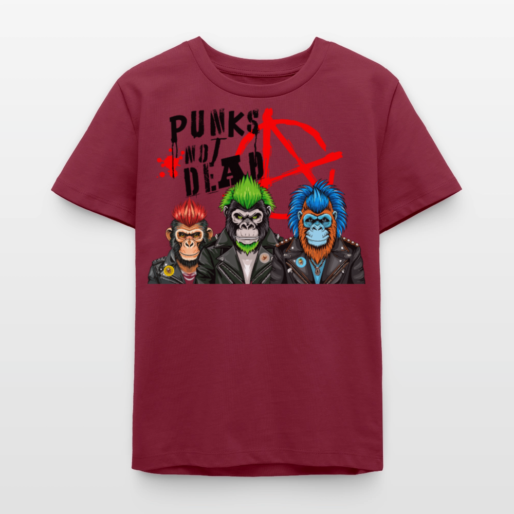 MNJS TEENS Bio T-Shirt mit PUNKS NOT DEAD PRINT - Burgunderrot