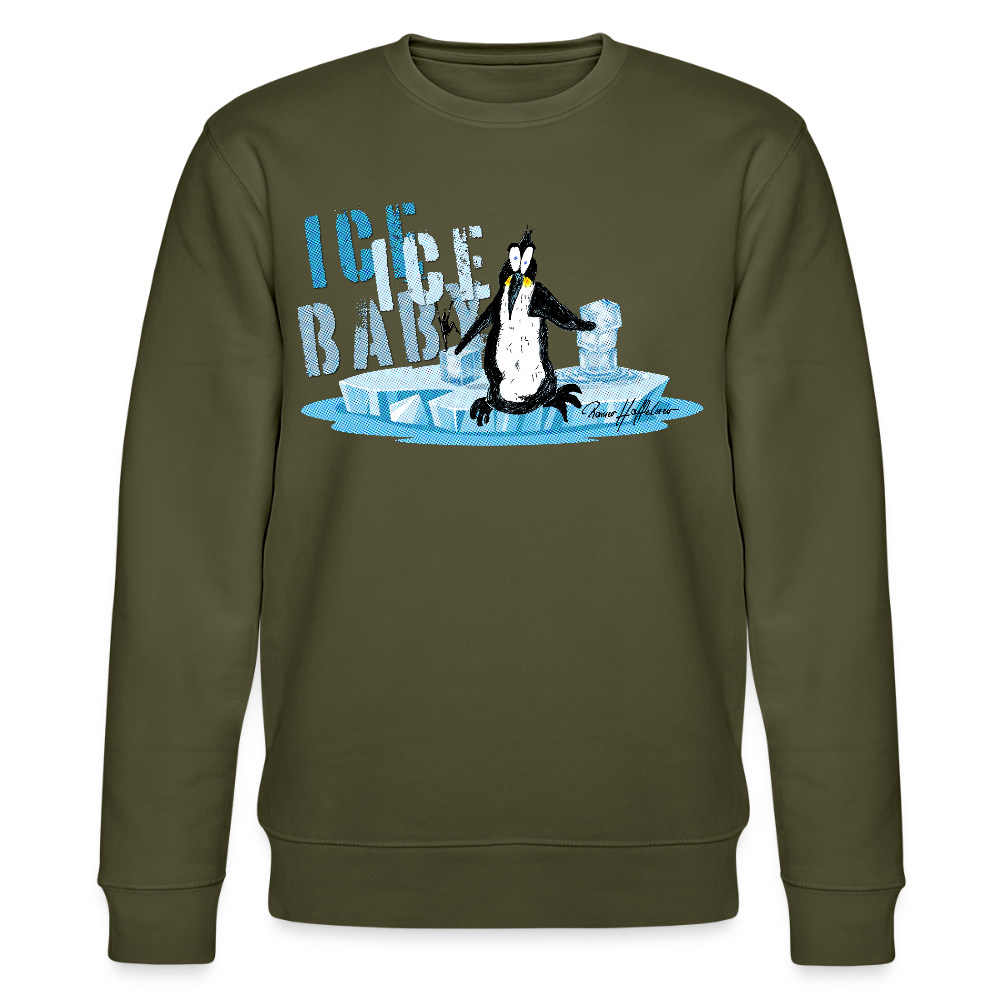 Unisex Bio-Sweatshirt mit ICE ICE BABY PRINT - Khaki