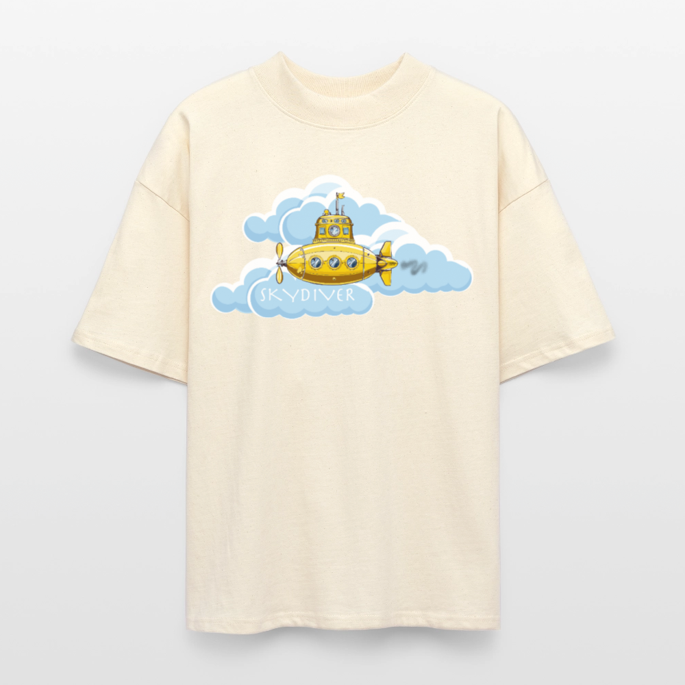 Oversized Unisex Bio T-Shirt mit SKYDIVER PRINT - Weißgrau