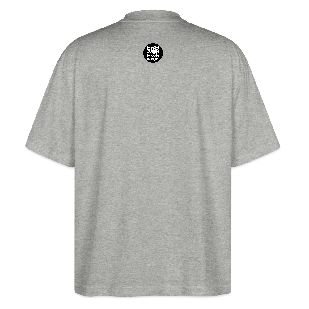 Oversized Unisex Bio T-Shirt mit MAENJUS SUBMARINE SHIPYARD PRINT Vorderseite - Grau meliert