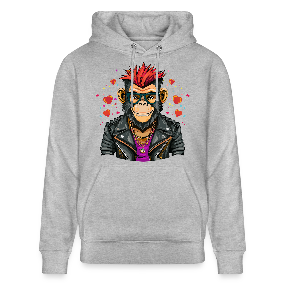 Unisex Hoodie mit MONKEY IN LOVE PRINT - Grau meliert