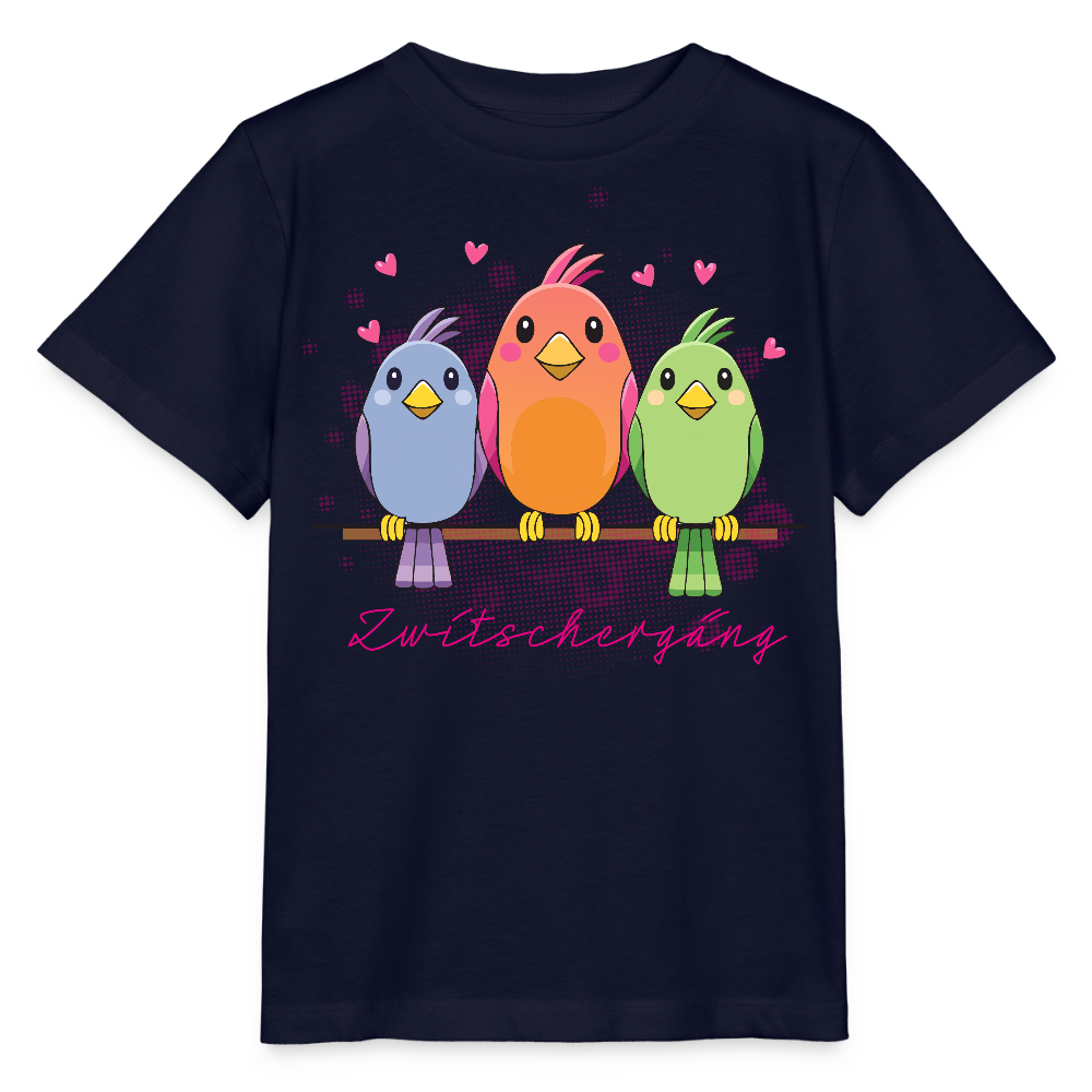 MNJS KIDS Bio T-Shirt mit ZWITSCHERGÄNG PRINT - Navy