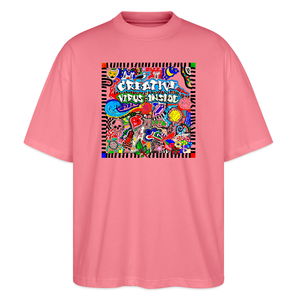 Oversized Unisex Bio T-Shirt mit CREATIVE VIRUS INSIDE PRINT Vorderseite - Pink 