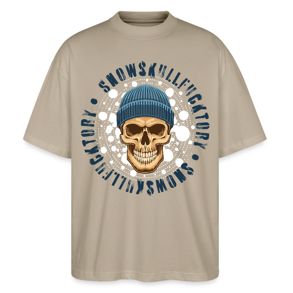 Oversized Unisex T-Shirt mit SNOWSKULL PRINT - Steingrau