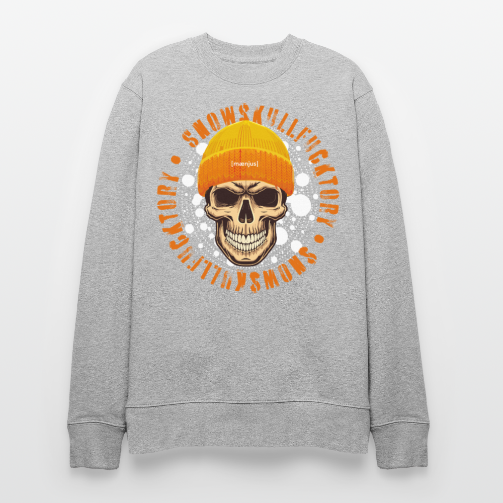 Unisex Bio-Sweatshirt mit SNOWSKULL FUCKTORY PRINT - Grau meliert