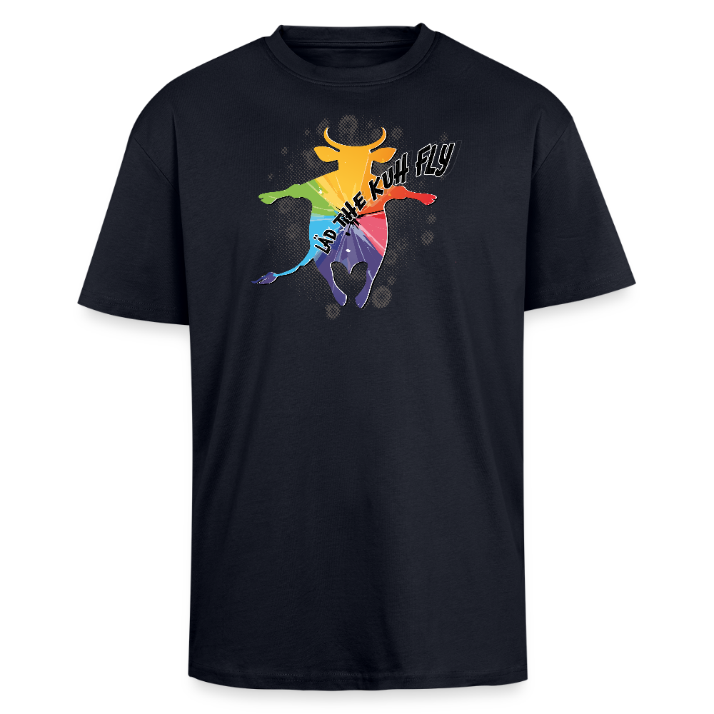 Heavy Oversize T-Shirt mit LÄD THE KUH FLY PRINT - French Navy