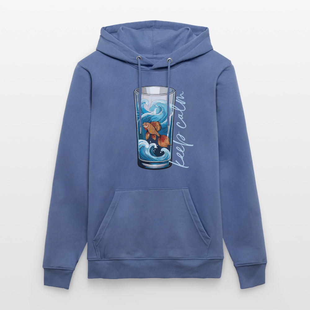 Unisex Bio-Hoodie mit KEEP CALM PRINT - Blau