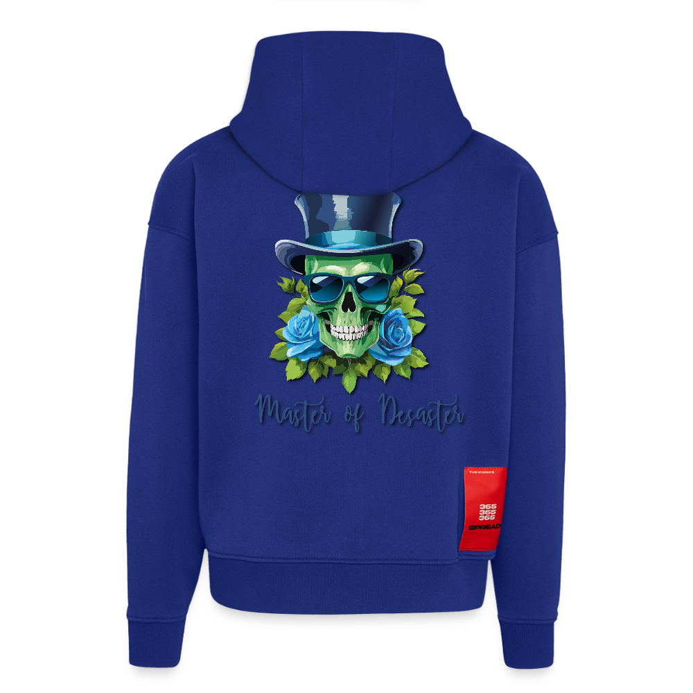 Heavyweight Oversized Organic Hoodie mit MASTER OF DESASTER SKULL PRINT - Iconic Blue