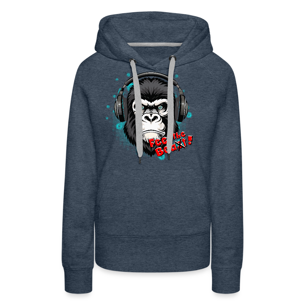 Frauen Premium Hoodie mit FEEL THE BEA(S)T PRINT - Jeansblau