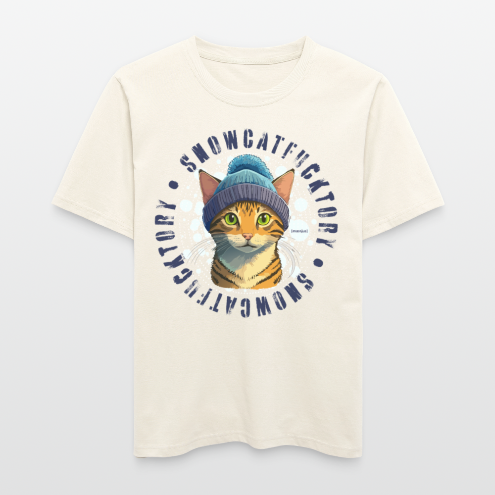 Unisex Bio-T-Shirt mit SNOWCATFUCKTORY PRINT - Naturweiß 