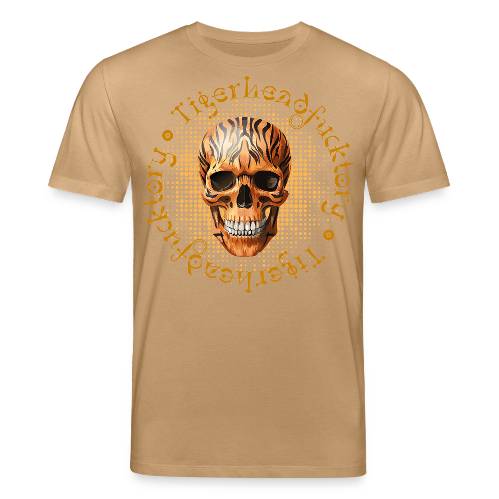 Unisex Bio-T-Shirt mit TIGERHEAD SKULL PRINT Vorderseite - Karamell 