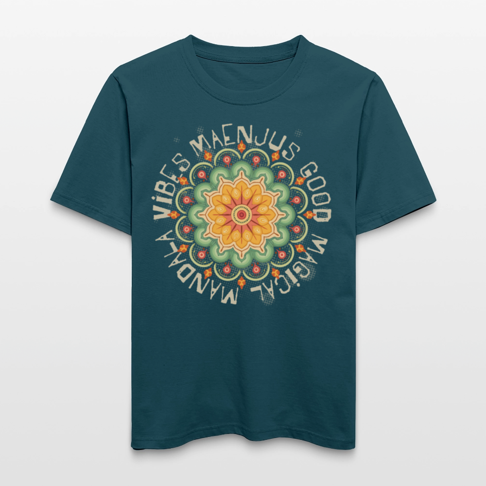 Unisex Bio-T-Shirt mit MANDALA VIBES PRINT - Dunkles Petrol