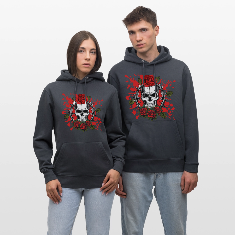 Unisex Hoodie mit ROSENSKULL PRINT - Indigoblau