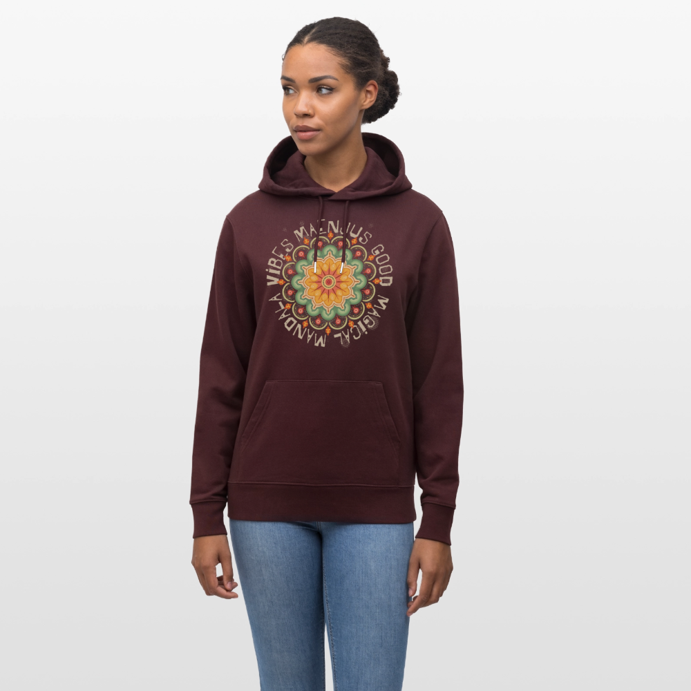 Unisex Bio-Hoodie mit MANDALA VIBES PRINT - Maroon