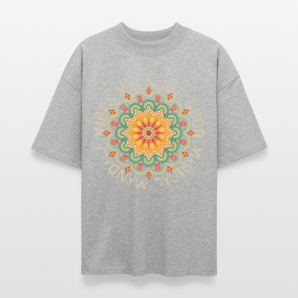 Oversized Unisex Bio T-Shirt mit MANDALA VIBES PRINT - Grau meliert