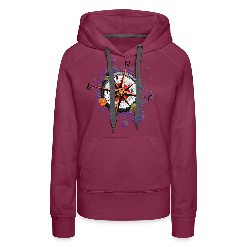 Frauen Premium Hoodie mit WINDROSE PRINT - Bordeaux