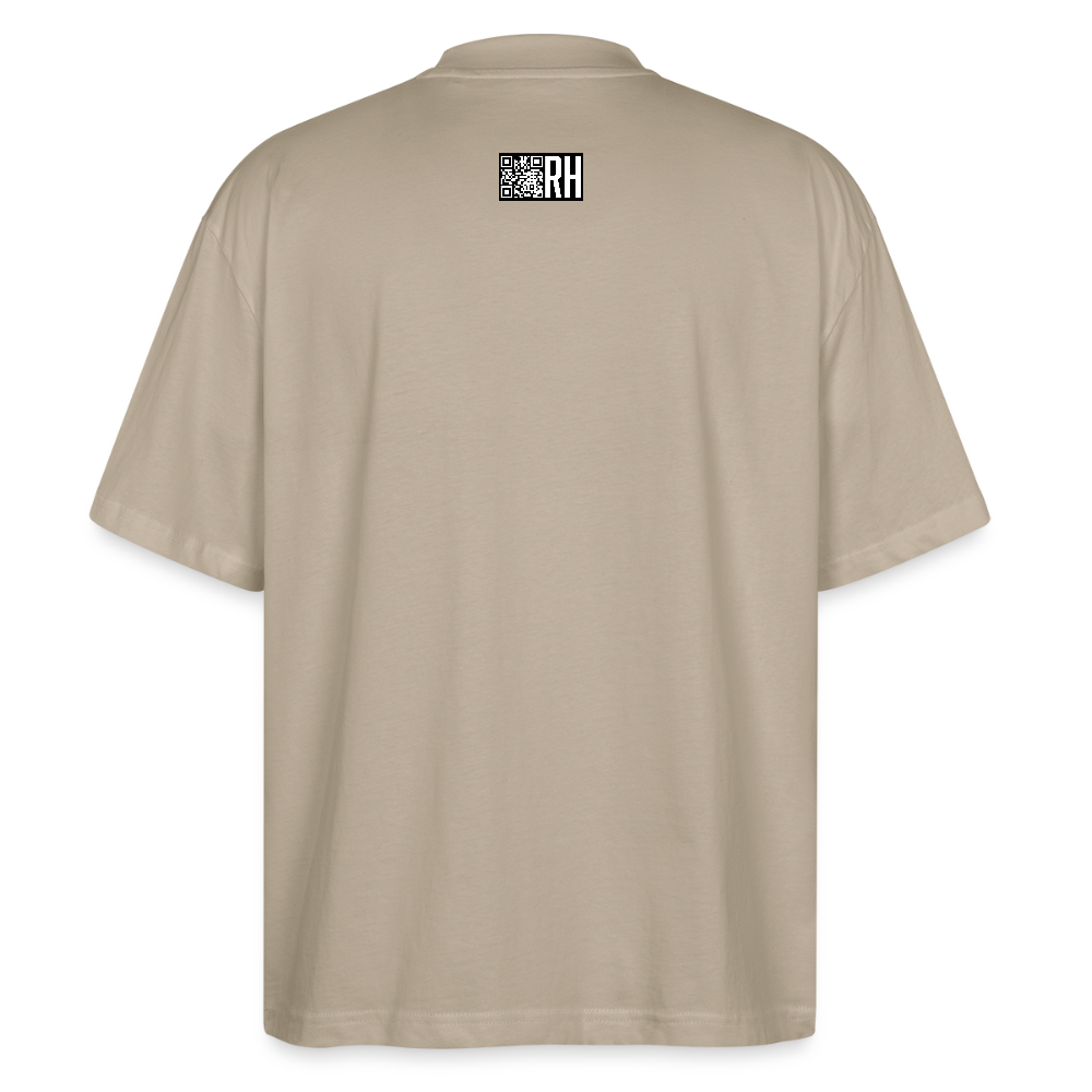 Oversized Unisex Bio T-Shirt mit MAENJUS NETWORK FASHION PRINT - Steingrau