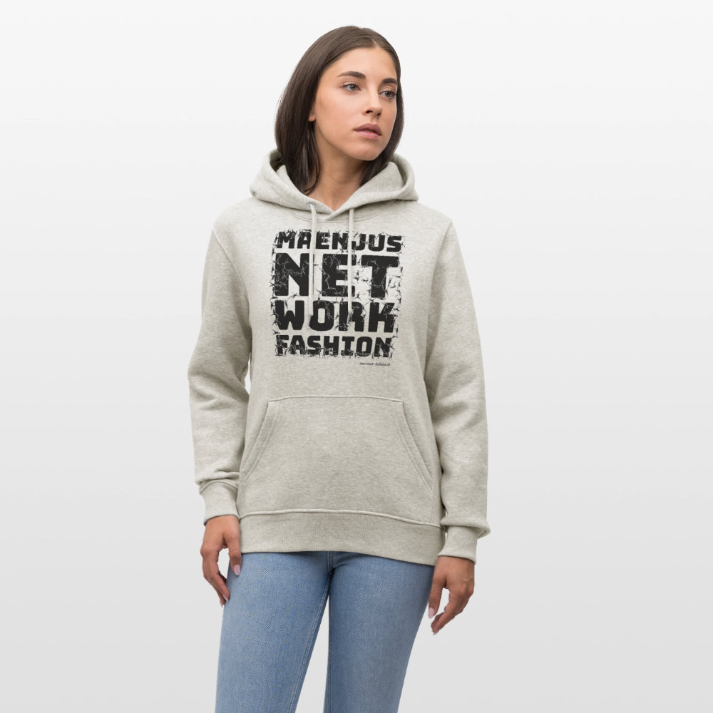 Unisex Bio-Hoodie mit MAENJUS NETWORK FASHION PRINT - Beige meliert