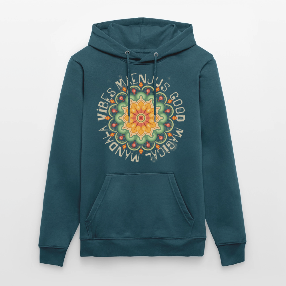 Unisex Bio-Hoodie mit MANDALA VIBES PRINT - Dunkles Petrol