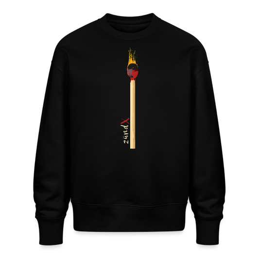 Unisex Oversize Pullover mit zündX PRINT - Schwarz