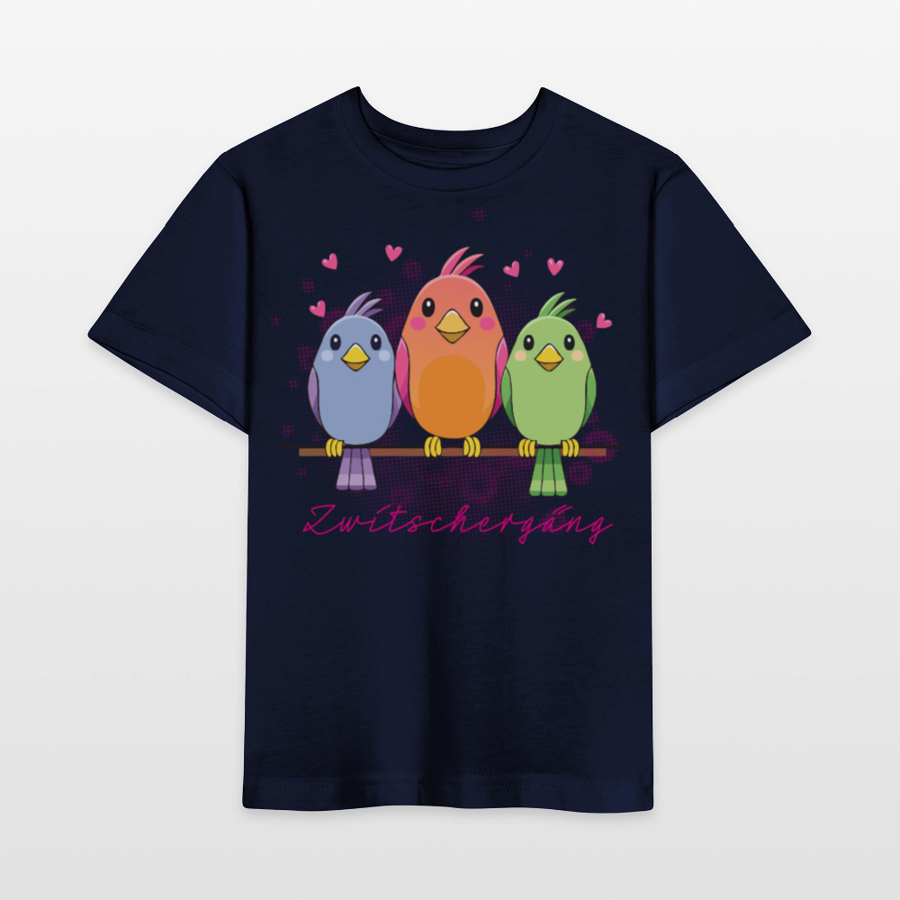 MNJS KIDS Bio T-Shirt mit ZWITSCHERGÄNG PRINT - Navy