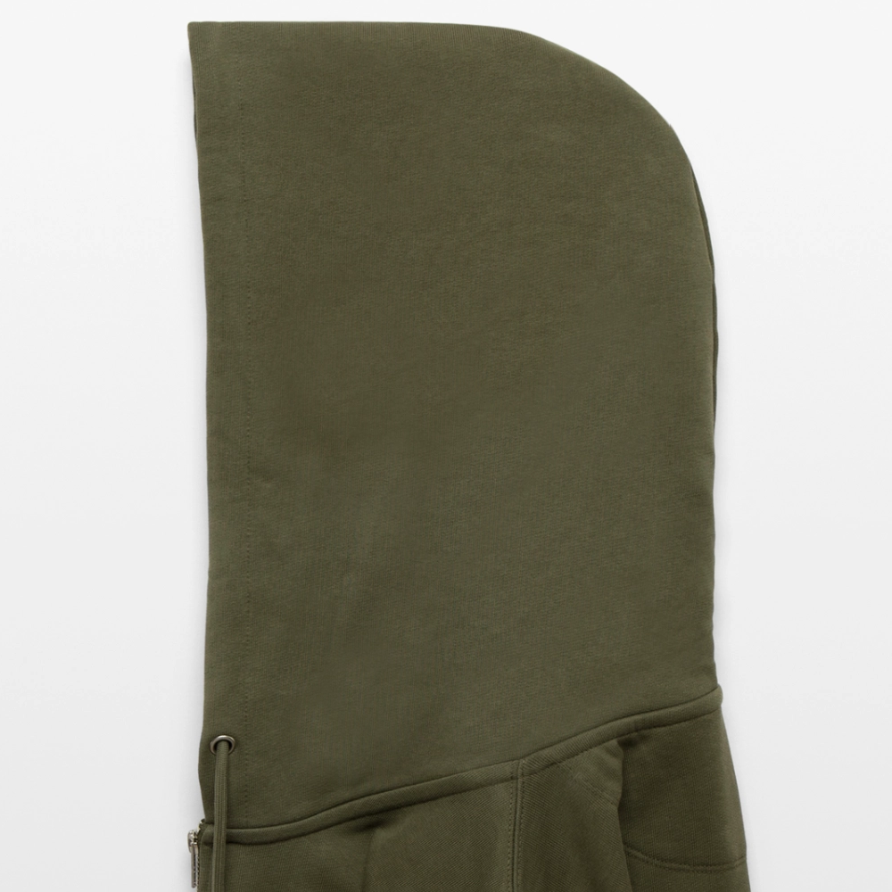 Unisex Bio-Kapuzenjacke mit DELICATEZZA PRINT Rückseite - Khaki
