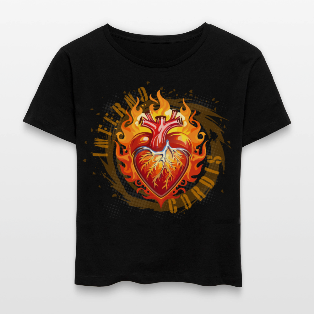 Frauen T-Shirt mit FEUERHERZ ORANGE PRINT - Schwarz