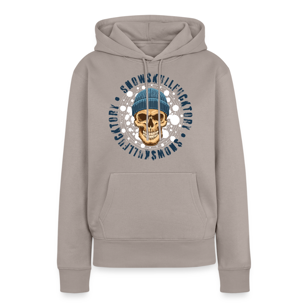 Frauen Premium Hoodie mit SNOWSKULL PRINT - Taupe