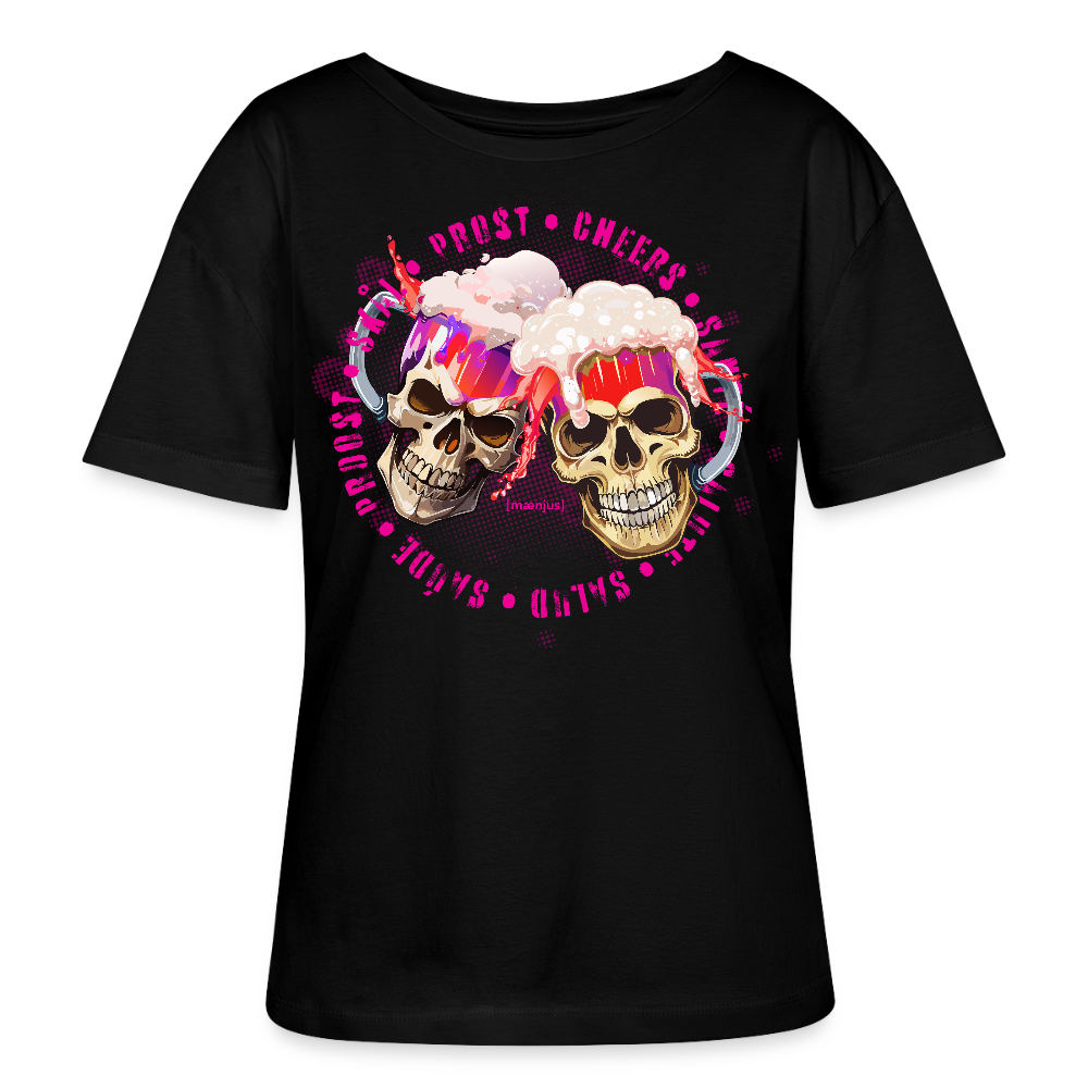 Frauen T-Shirt mit OKTOBERFEST SKULL GIRL PRINT - Schwarz