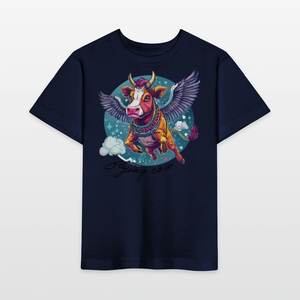 MNJS KIDS Bio T-Shirt mit FLYING COW PRINT - Navy