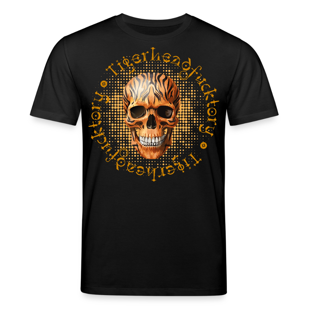 Unisex Bio-T-Shirt mit TIGERHEAD SKULL PRINT Vorderseite - Schwarz