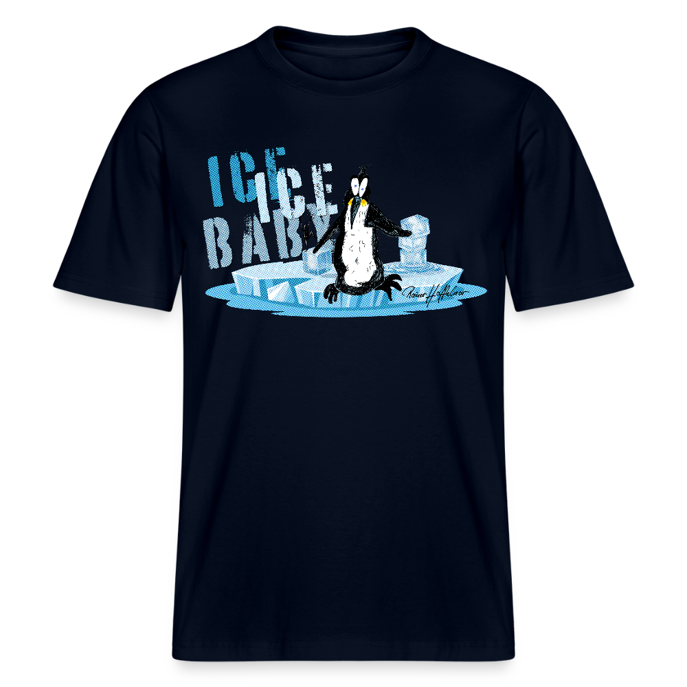Unisex Bio-T-Shirt mit ICE ICE BABY PINGUIN PRINT - Navy