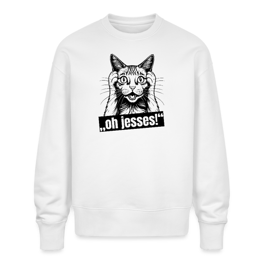 Unisex Oversize Pullover mit OH JESSES PRINT - Weiß