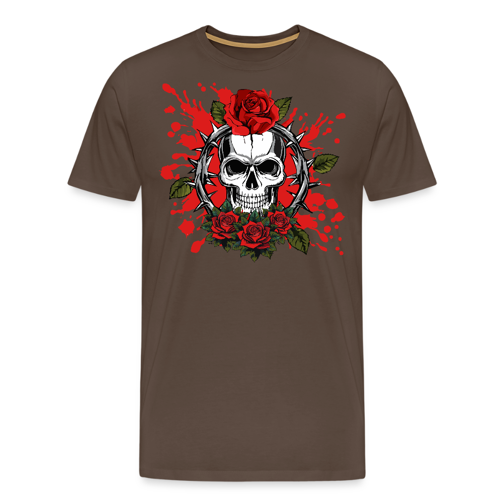 Männer Premium T-Shirt mit ROSENSKULL PRINT - Edelbraun