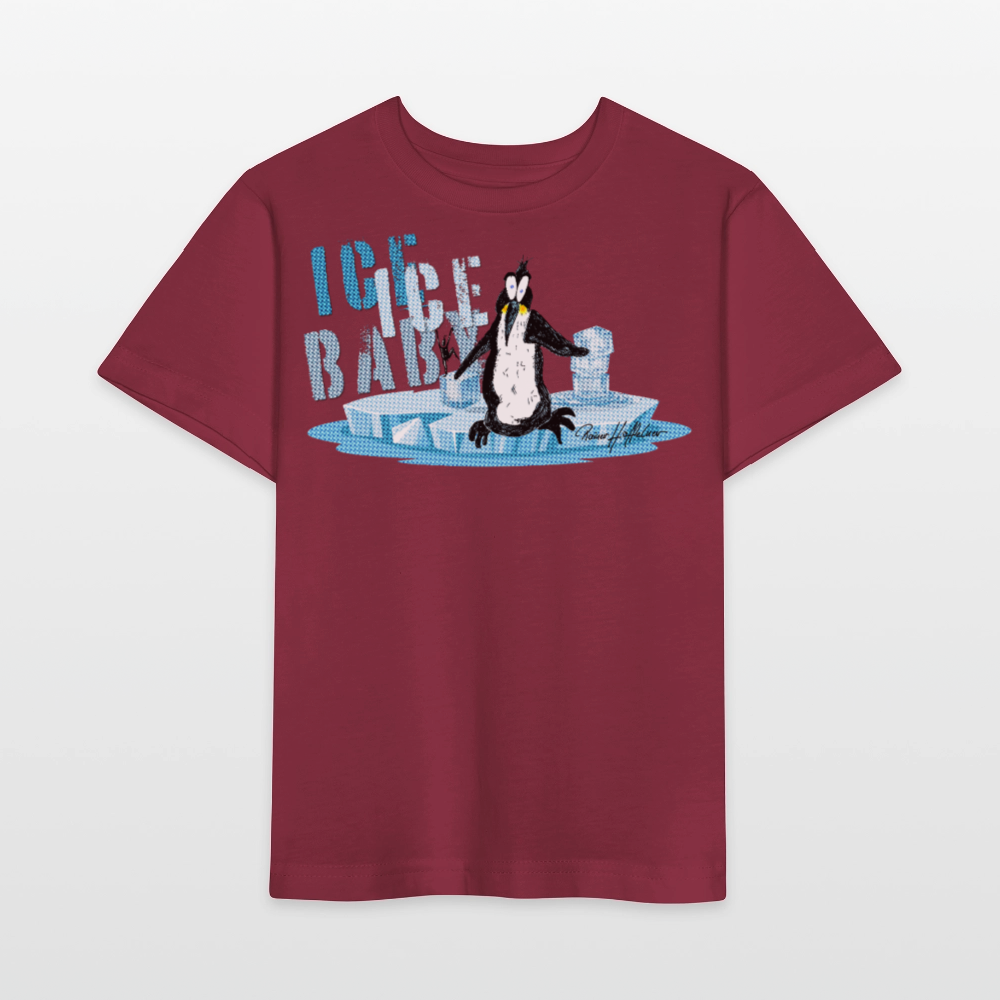MNJS KIDS Bio T-Shirt mit ICE ICE BABY PRINT - Burgunderrot