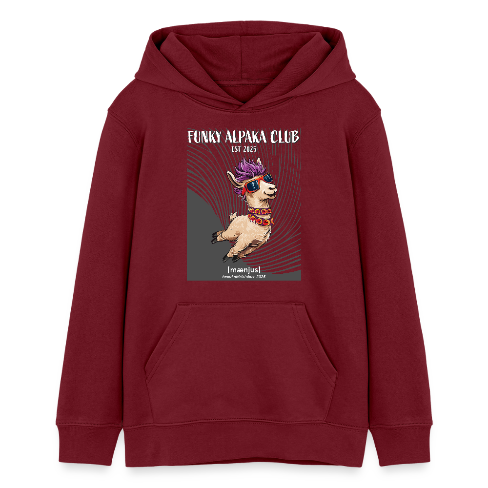 MNJS TEENS Bio-Hoodie mit FUNKY ALPAKA CLUB PRINT - Burgunderrot