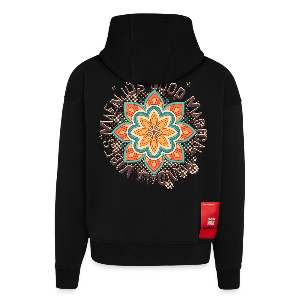 Heavyweight Oversized Organic Hoodie Made in EU mit Mandala Vibes Print - SOLID BLACK