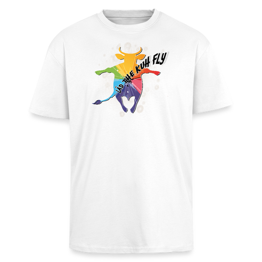 Heavy Oversize T-Shirt mit LÄD THE KUH FLY PRINT - Weiß