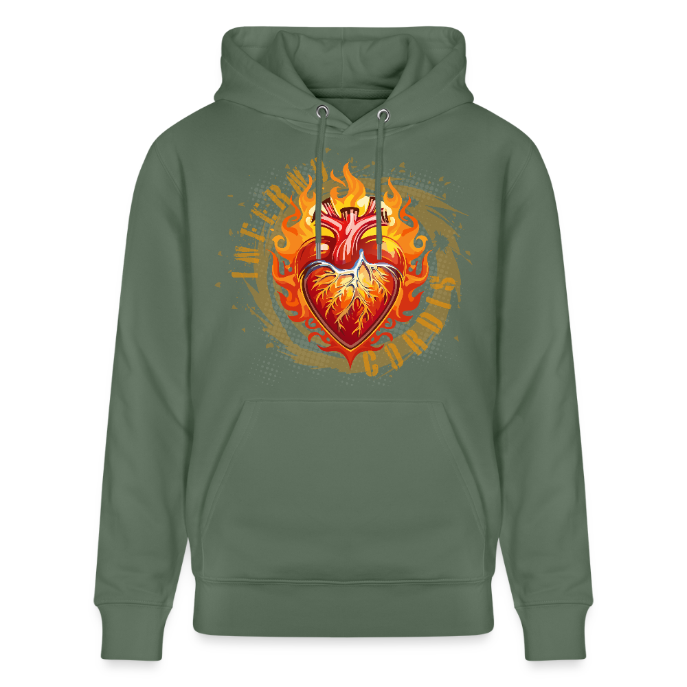 Unisex Bio-Hoodie mit FEUERHERZ PRINT - Tanngrün