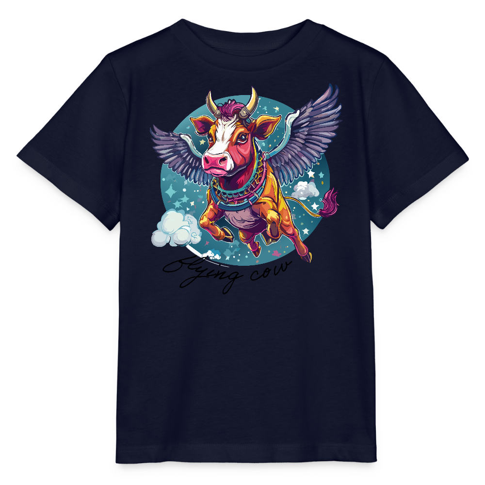 MNJS KIDS Bio T-Shirt mit FLYING COW PRINT - Navy