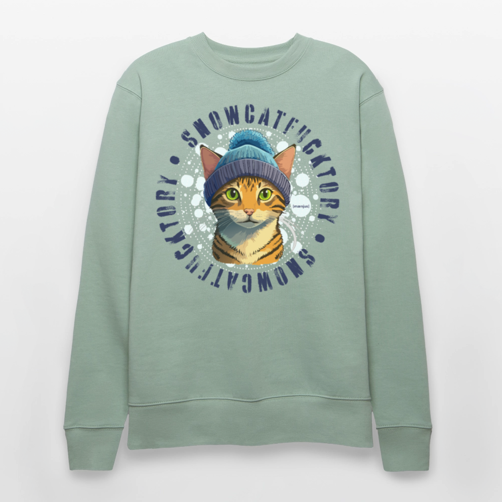 Unisex Bio-Sweatshirt mit SNOWCAT PRINT - Helles Graugrün