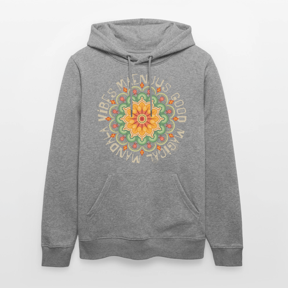 Unisex Bio-Hoodie mit MANDALA VIBES PRINT - Hellgrau marmoriert