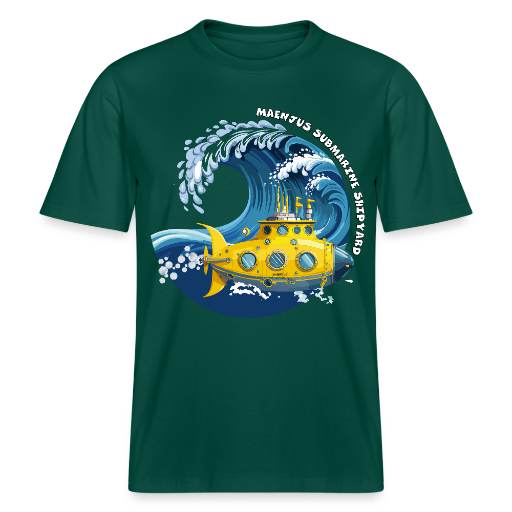 Unisex Bio-T-Shirt mit MAENJUS SUBMARINE SHIPYARD PRINT Vorderseite - Forest