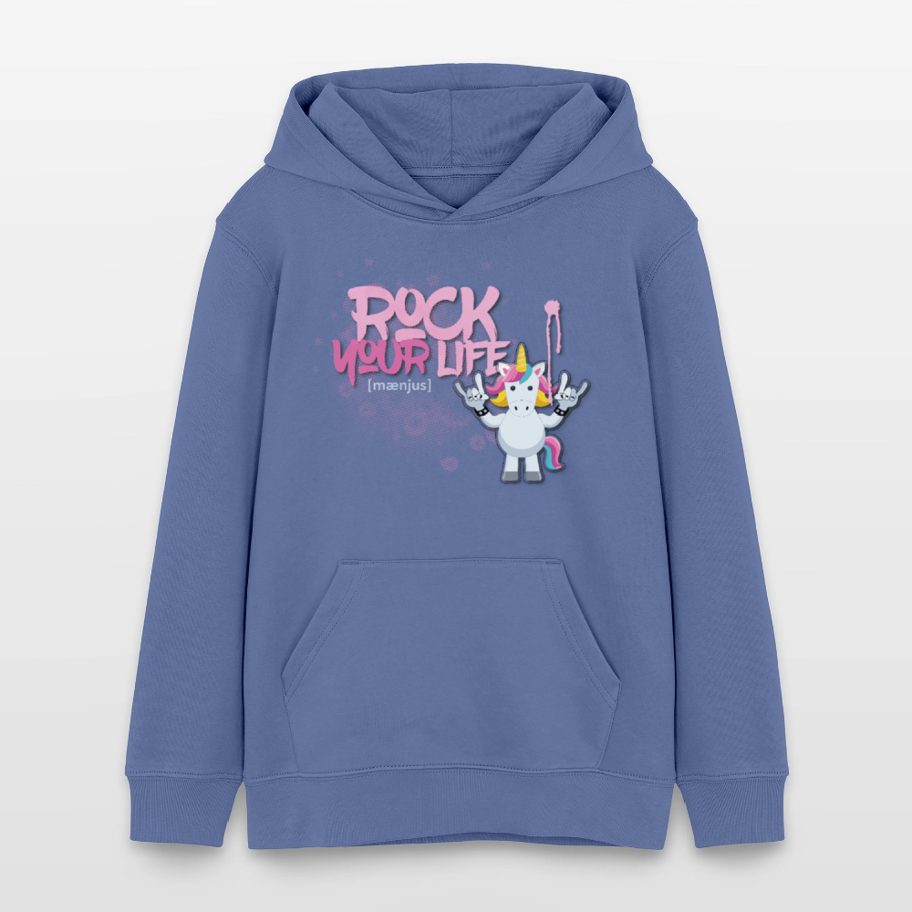 Teens Bio-Hoodie mit ROCK YOUR LIFE PRINT - Blau